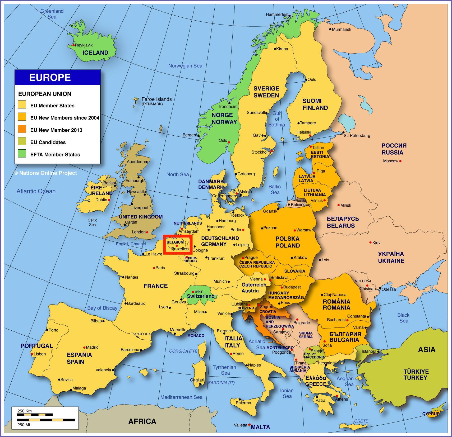Bryssel karta europa - Karta över Bryssel i europa (Belgien)